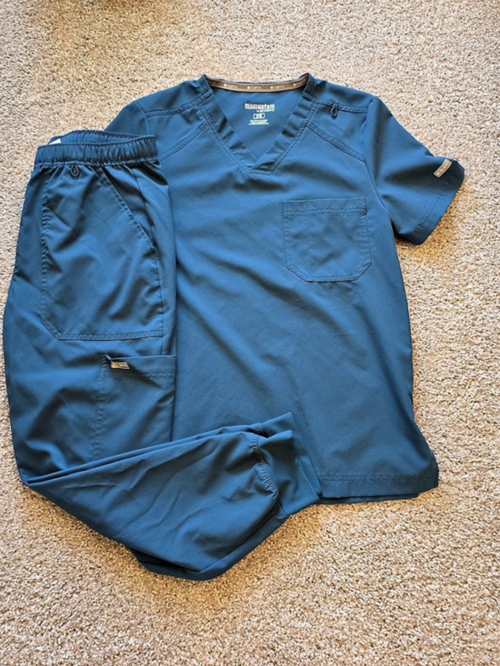 Mens Maevn Momentum Scrub Top And Pants Teal XS-Short